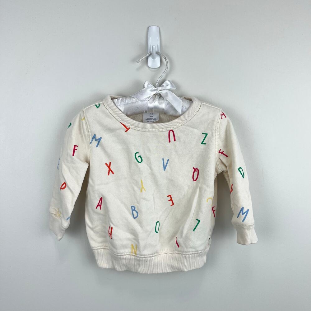 Baby Gap Relaxed Crewneck Ivory Alphabet Sweatshirt 12-18 Months